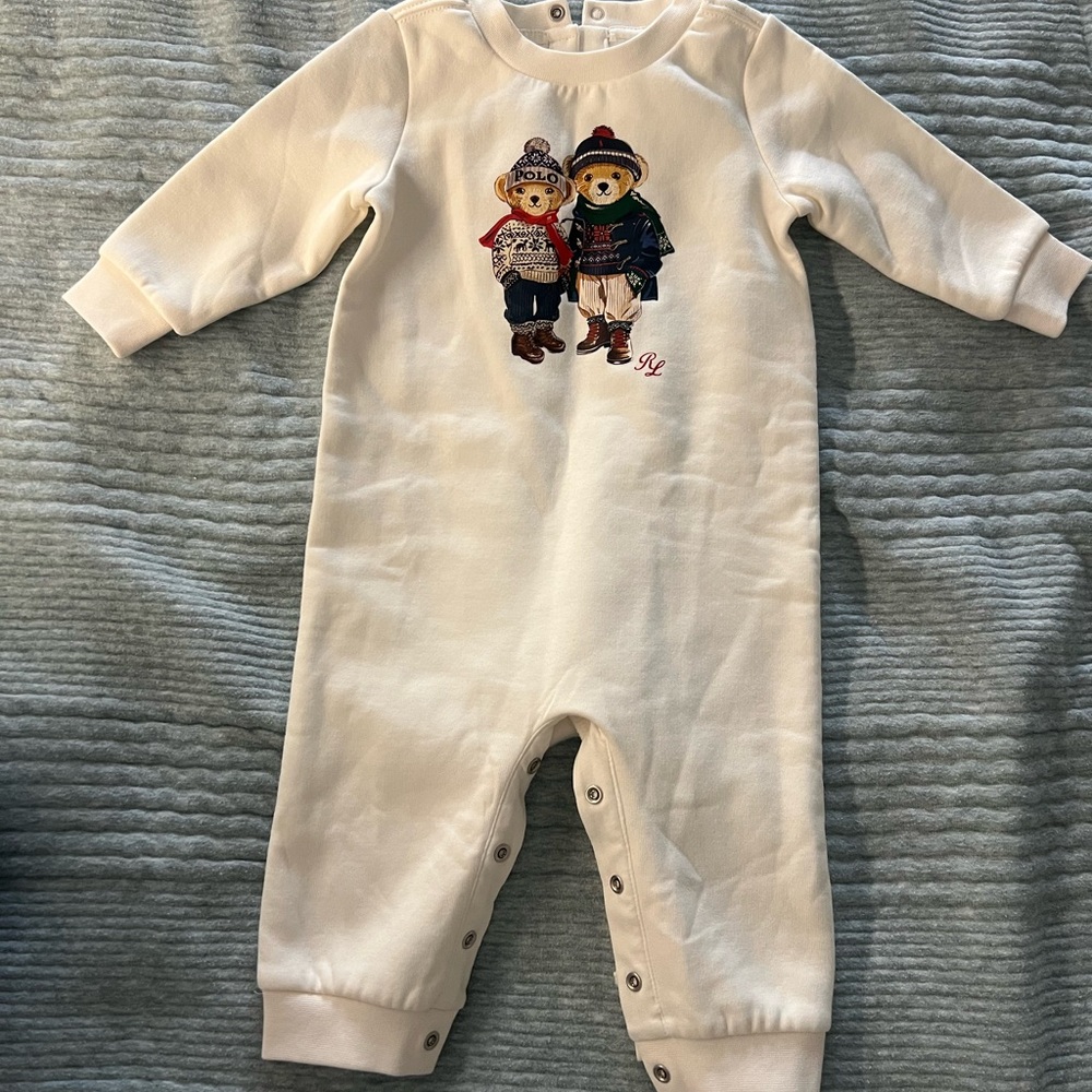 Ralph Lauren Cream One Piece with Bear Design